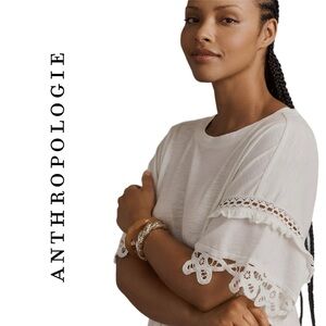 Anthropologie Pilcro Heritage Lace-Trim Tee